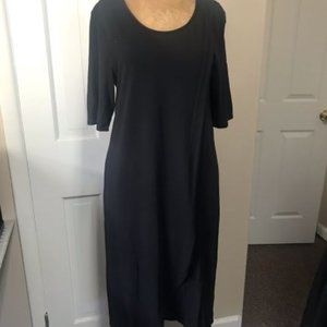 Mododoc Crossover Front Faux Wrap Knit Dress Black